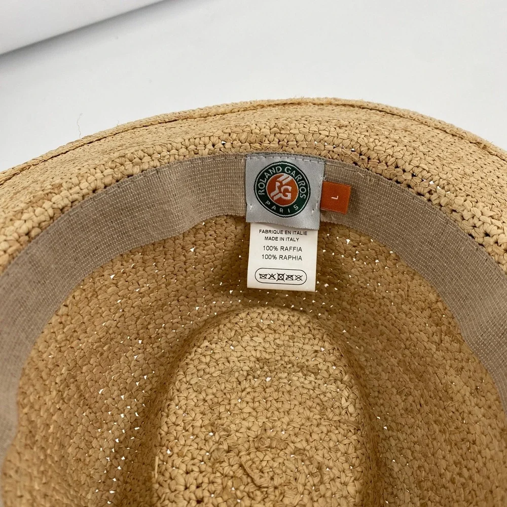 Roland-Garros Premium Raffia Trilby - Multicolor Tan Raffia Woven Striped Band